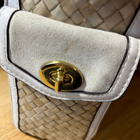 Coach A05K-4419 White Natural Limited Edition Straw Leather Satchel Handbag * - Picture 12 of 15